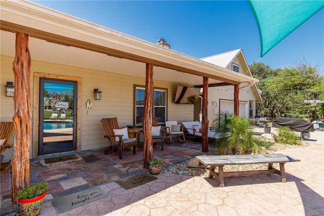 view of patio featuring an outdoor hangout area