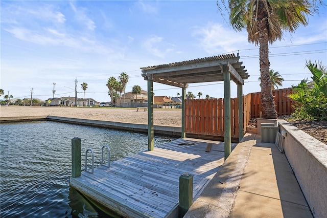 dock area featuring a water view