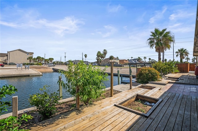 dock area featuring a water view