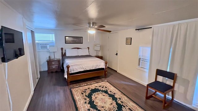 134 Daniel Moore St, Portland, TX 78374 - bedroom featuring dark wood-style flooring, cooling unit, and ceiling fan