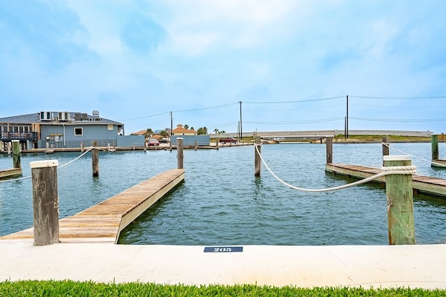 view of dock featuring a water view