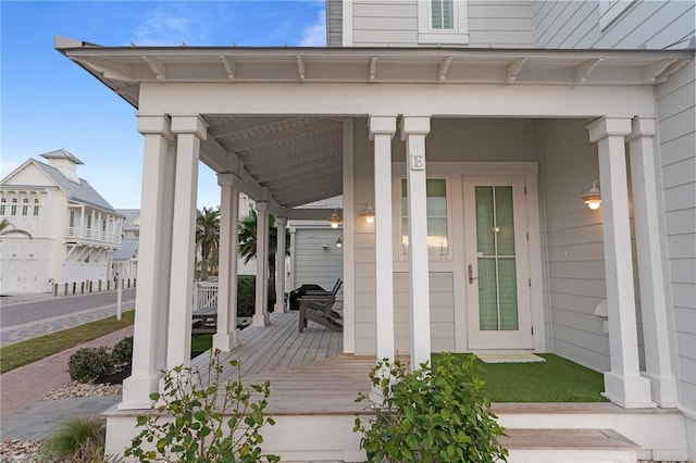 exterior space featuring covered porch