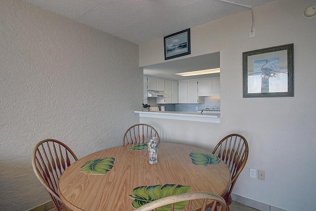 dining room featuring a textured ceiling