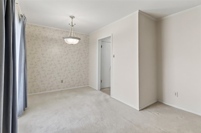 4634 Bonner Dr, Corpus Christi, TX 78411 - spare room with light carpet, crown molding, and wallpapered walls