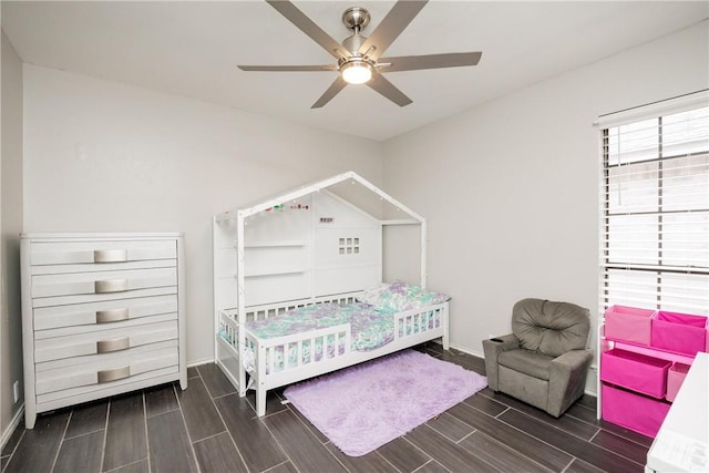 bedroom featuring ceiling fan