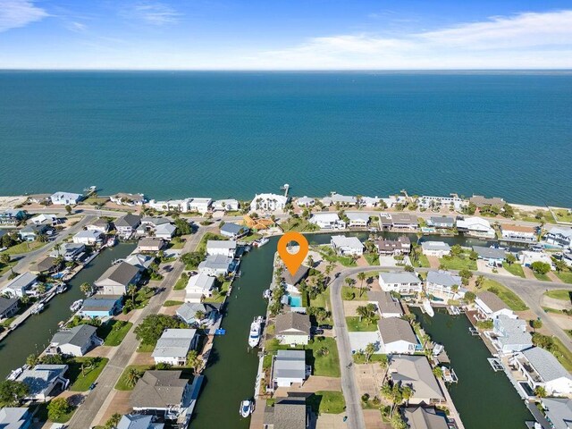 13 Sandpiper Ln, Rockport, TX 78382 - aerial view of property's location with a large body of water and nearby suburban area