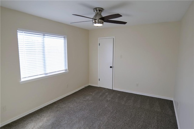 3022 Chapel Creek Dr, Corpus Christi, TX 78414 - empty room with dark colored carpet and ceiling fan