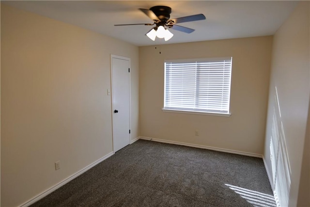 3022 Chapel Creek Dr, Corpus Christi, TX 78414 - spare room featuring ceiling fan and dark carpet