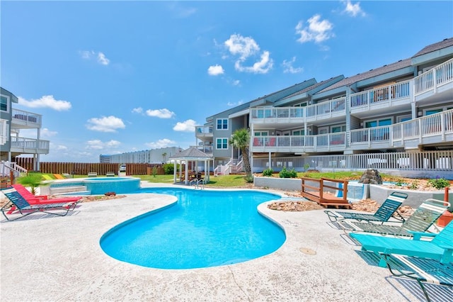 view of pool with a gazebo and a patio