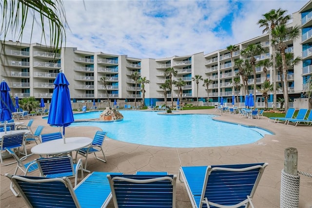 view of pool featuring a patio area