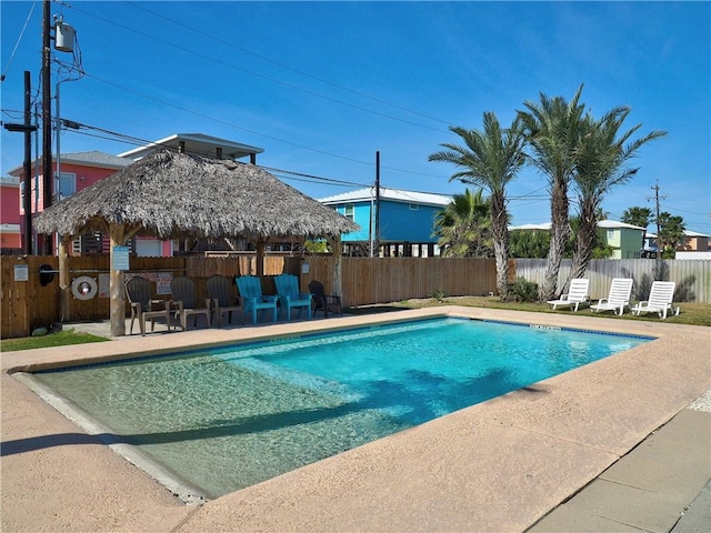 view of pool with a gazebo and a patio area