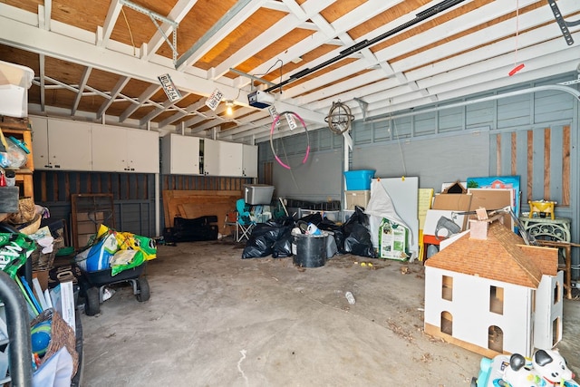 garage with a garage door opener