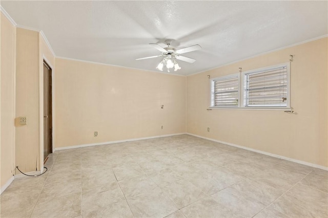 342 Davis Rd, Taft, TX 78390 - unfurnished room featuring crown molding, a ceiling fan, and light tile patterned flooring
