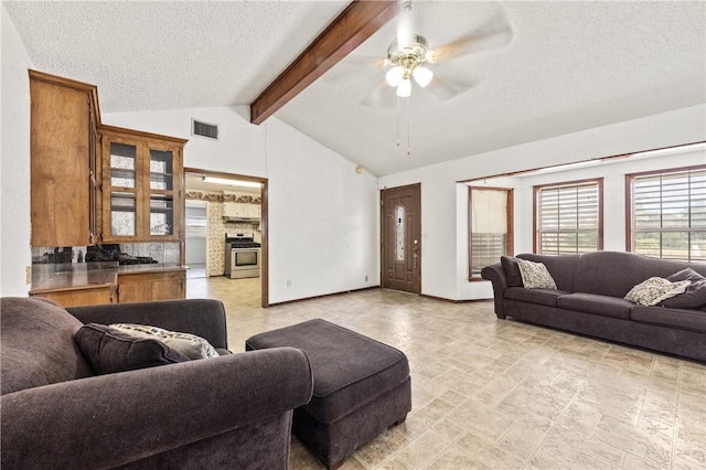 342 Davis Rd, Taft, TX 78390 - living area featuring a textured ceiling and a ceiling fan