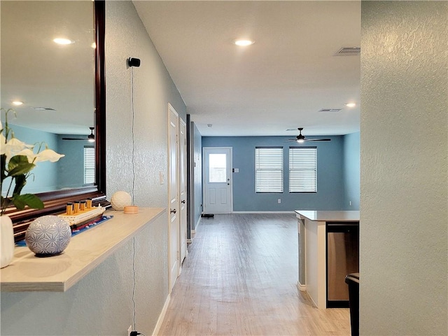 hall featuring light hardwood / wood-style floors