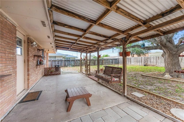 view of patio with visible vents and a fenced backyard