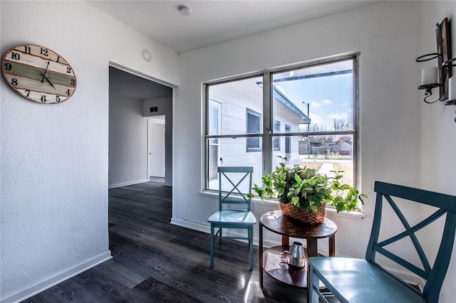 dining room with dark wood-type flooring