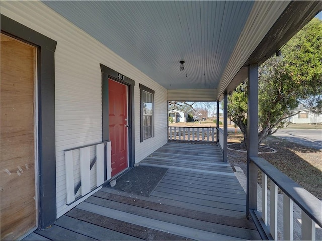 deck featuring a porch