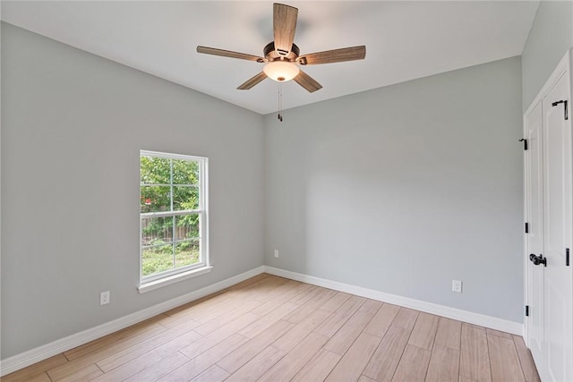 4338 Starlite, Corpus Christi, TX 78410 - empty room featuring baseboards, light wood-style flooring, and ceiling fan