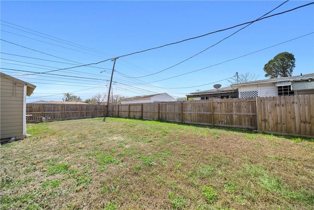 view of yard with a fenced backyard