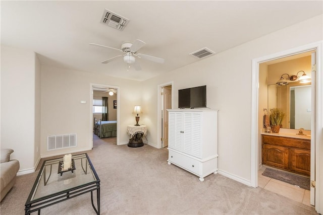 2522 Fleece Dr, Corpus Christi, TX 78414 - carpeted living area featuring a ceiling fan and baseboards