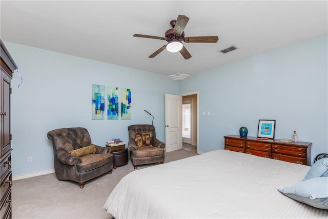 2522 Fleece Dr, Corpus Christi, TX 78414 - bedroom with light colored carpet, a ceiling fan, and baseboards