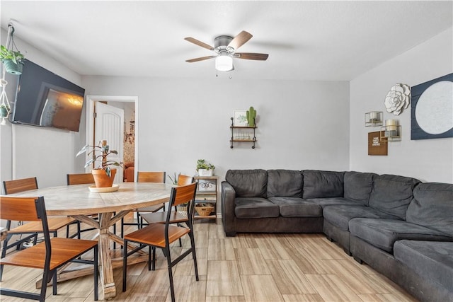 4430 Mistletoe Dr, Corpus Christi, TX 78411 - living area featuring ceiling fan and light wood-style floors