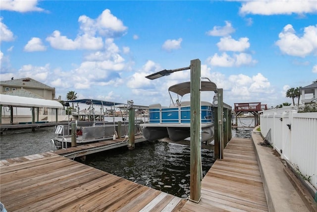 dock area with a water view