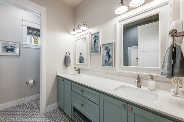 bathroom featuring vanity and tile patterned flooring