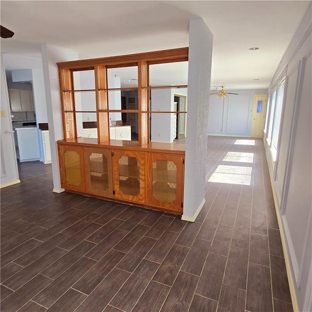 hallway with wood tiled floor