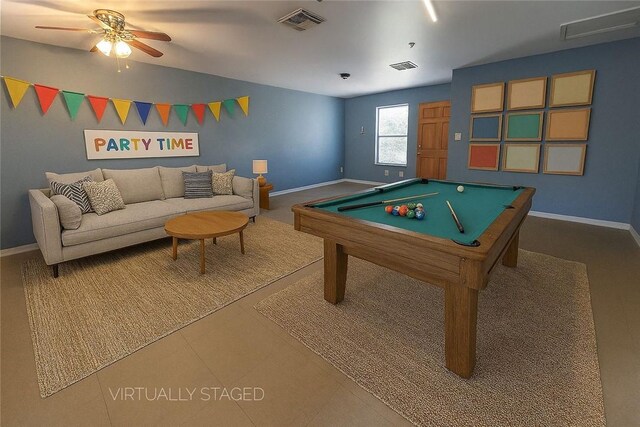 1041 Whitaker Dr, Corpus Christi, TX 78412 - rec room with a ceiling fan and billiards