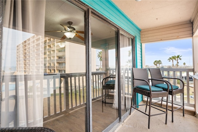 balcony with ceiling fan