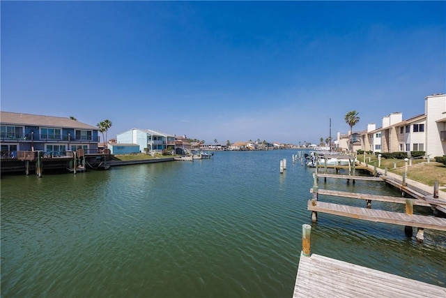 view of dock featuring a water view