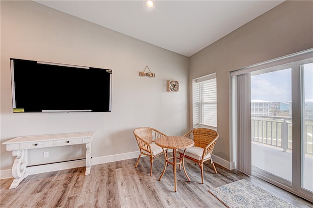 dining space featuring light hardwood / wood-style floors