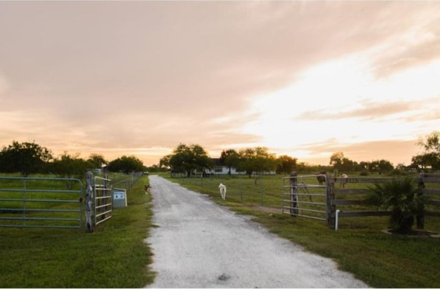 view of road with a rural view