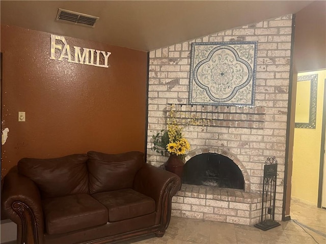 11506 Turkey Creek Dr, Corpus Christi, TX 78410 - living room with vaulted ceiling and a fireplace