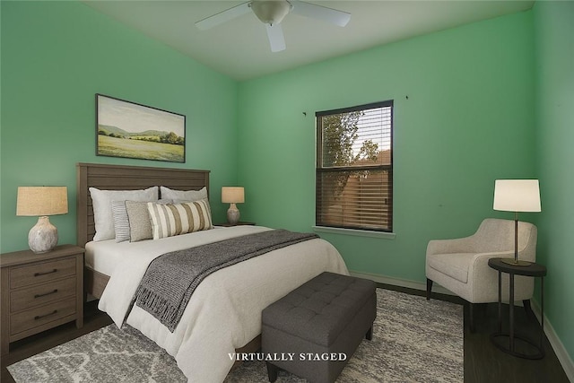 6825 Old Square Dr, Corpus Christi, TX 78414 - bedroom featuring wood finished floors and a ceiling fan