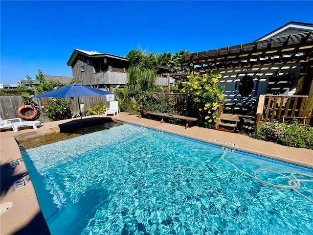 view of pool featuring a pergola and a patio area