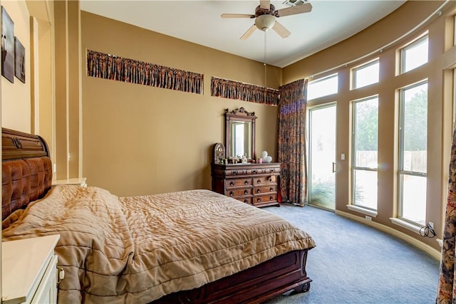 7906 Valtourmanche Dr, Corpus Christi, TX 78414 - carpeted bedroom with access to outside and ceiling fan