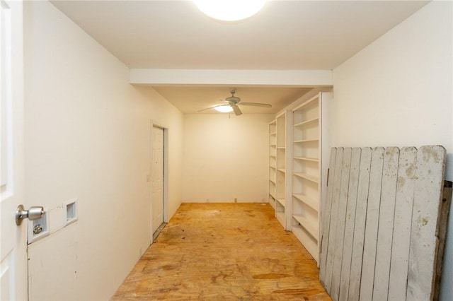 storage room with ceiling fan