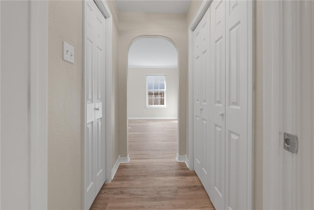 hall featuring light hardwood / wood-style floors