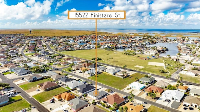 15522 Finistere St, Corpus Christi, TX 78418 - aerial perspective of suburban area with a large body of water