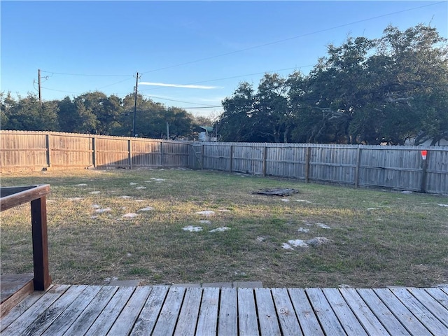 view of yard featuring a fenced backyard