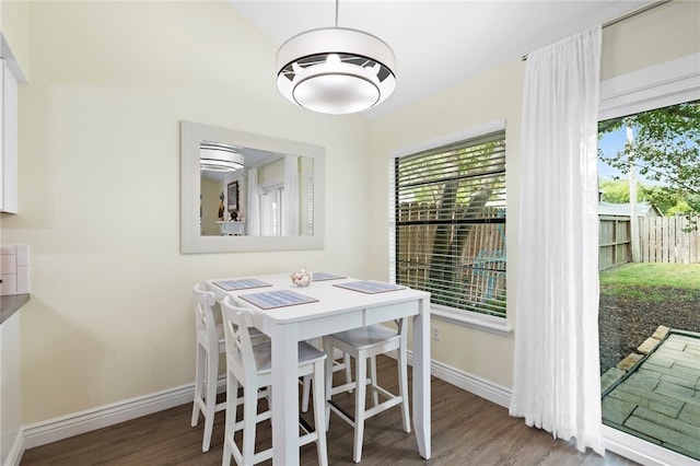 dining space featuring hardwood / wood-style flooring