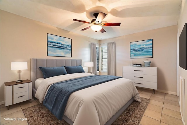 5905 Norvel Dr, Corpus Christi, TX 78412 - bedroom with light tile patterned flooring and a ceiling fan