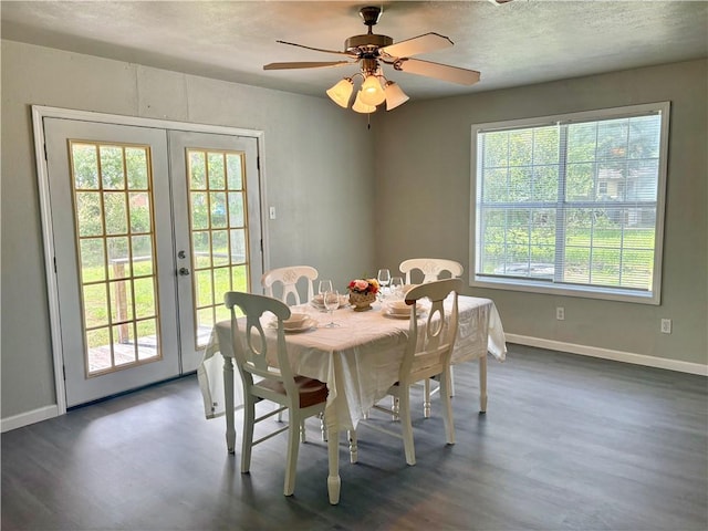 1230 Dona, Corpus Christi, TX 78407 - dining room featuring french doors, plenty of natural light, dark wood-style floors, and a textured ceiling