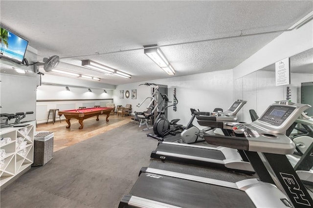6649 Seacomber Dr Unit 807, Port Aransas, TX 78373 - gym featuring billiards table and a textured ceiling