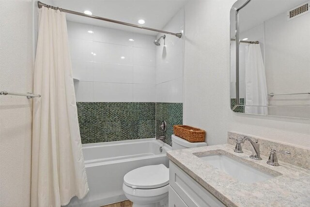 6649 Seacomber Dr Unit 807, Port Aransas, TX 78373 - bathroom featuring vanity, shower / tub combo, and recessed lighting
