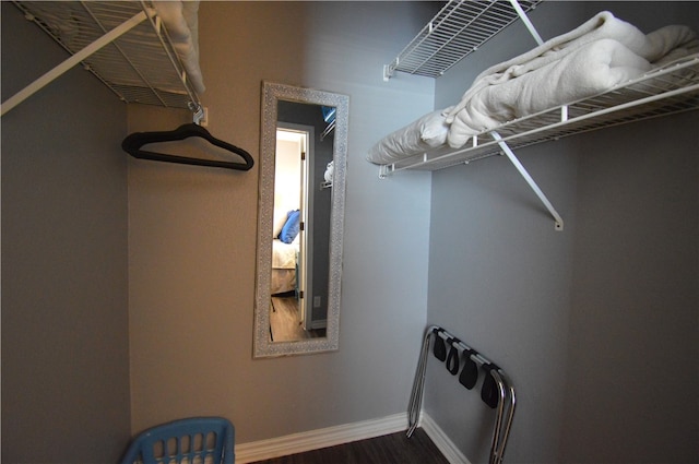 walk in closet featuring dark hardwood / wood-style floors