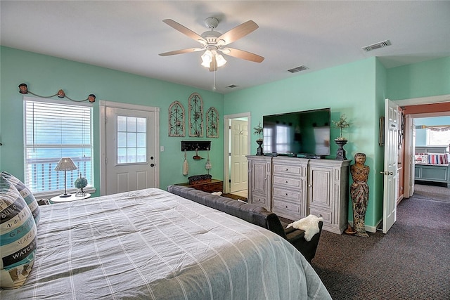 141 Mustang Royale Blvd, Port Aransas, TX 78373 - bedroom featuring carpet flooring, ceiling fan, and baseboards